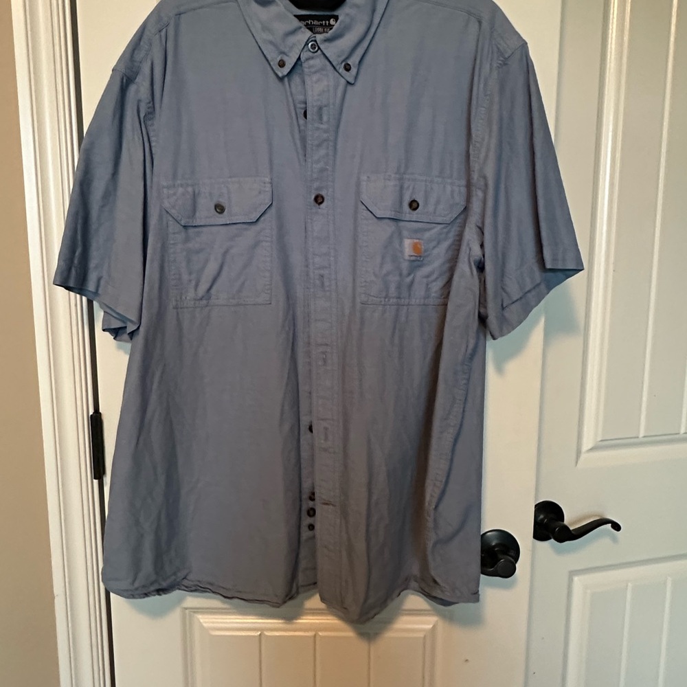 Carhartt Men's Gray Short Sleeve Button-up Shirt